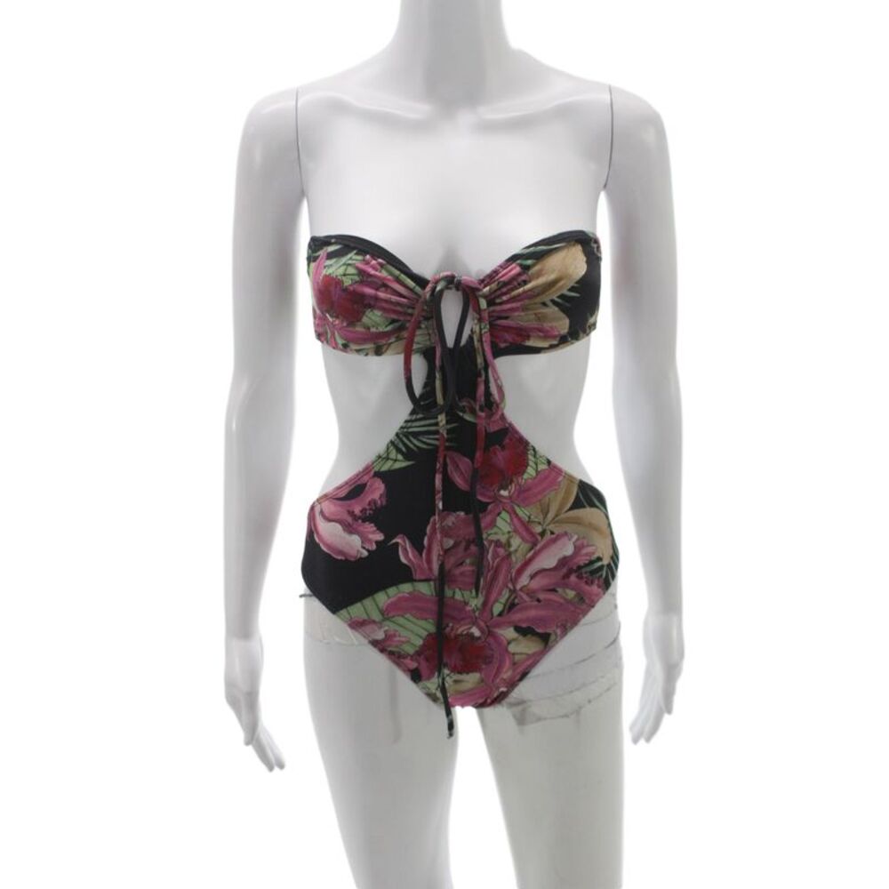 Adriana Degreas Women Black Floral One Piece Swimwear Size S